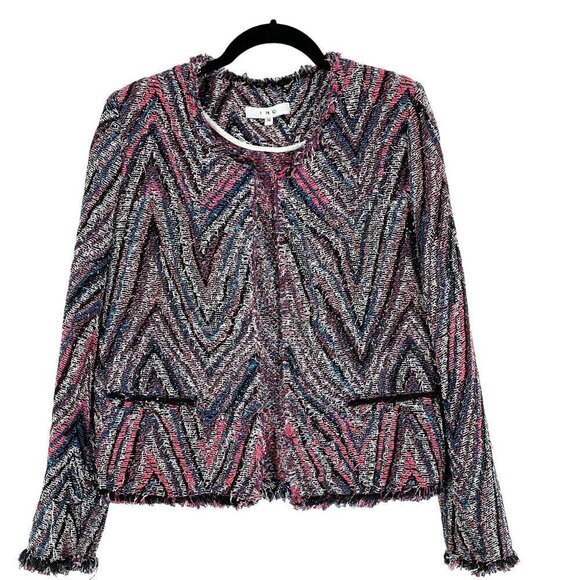IRO Weird Tweed Fringed Rainbow Multicolor Open Knit Blazer Jacket FR36/US4 - Picture 5 of 12